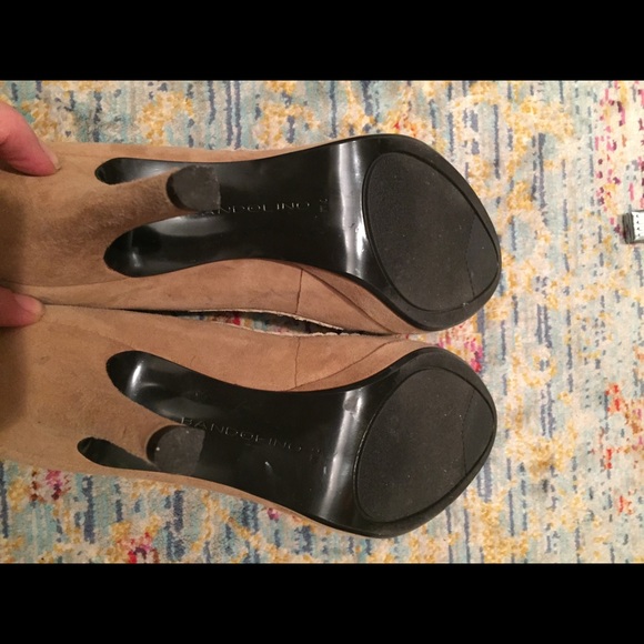 Peep toe Bandolino tan heel shoes - Picture 4 of 6